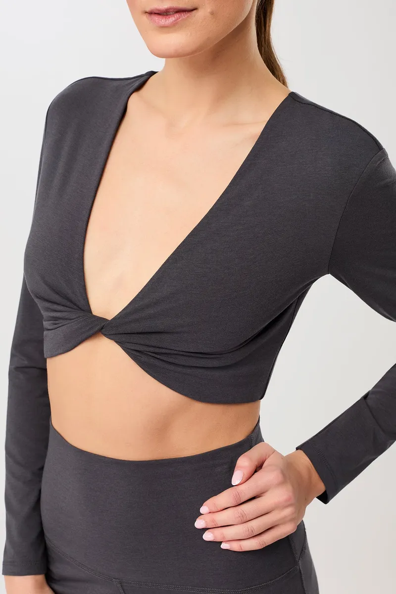 mandala MANDALA Damen vegan Top Support Longsleeve Onyx, Grau, – Produktbild 2 von 2