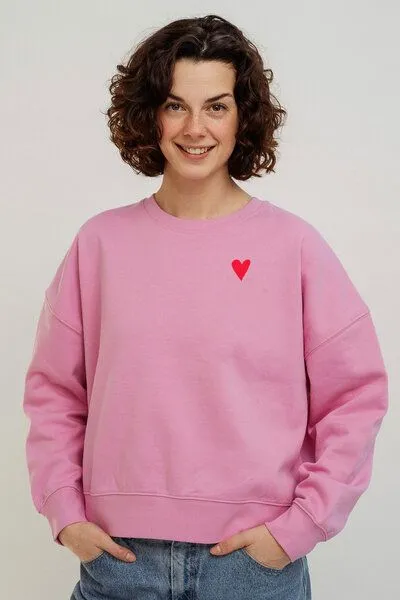 Kultgut Kultgut Artdesign - Goodness Pulloversweater im Boxistyle / Red Heart, Pink, – Produktbild 4 von 4