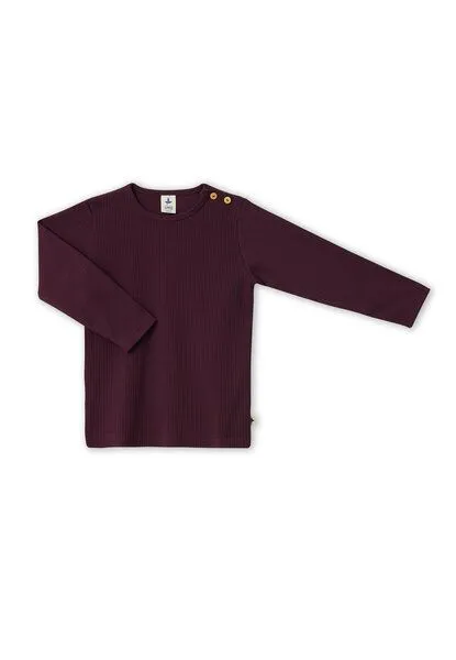 Leela Cotton Leela Cotton Kinder Ripp Langarmshirt aus 100% kba-Baumwolle 2068, Aubergine, – Produktbild 1 von 3