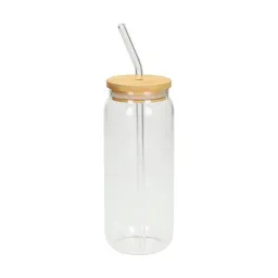 elasto elasto Trinkglas "Tropical" - Strohhalm & Bürste - Bambusdeckel auslaufsicher – Produktbild 1 von 1