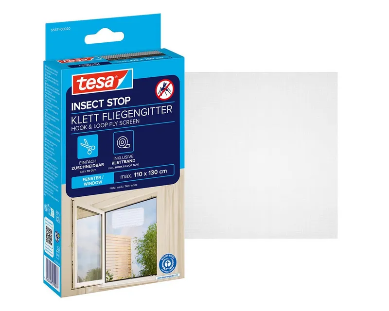 Tesa Tesa Fliegengitter "Standard" für Fenster 110 x 130 cm, Weiß, – Produktbild 2 von 6