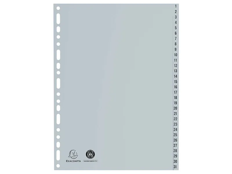 Exacompta Exacompta Register aus Recyclingkunststoff 31-teilig, DIN A4 – Produktbild 1 von 1