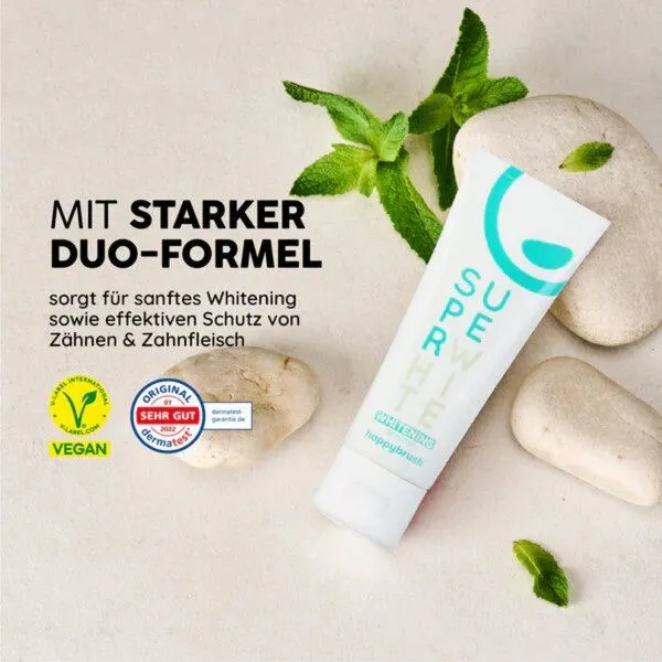 happybrush happybrush SuperWhite Sensitive Whitening Zahnpasta 2er Set, Weiß(weiß), – Produktbild 2 von 5