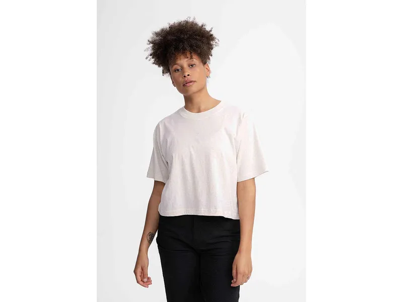 MELA MELA Bio-Damen-T-Shirt "DESNA" mit Rundhalsausschnitt, cream melange, Gr. M – Produktbild 1 von 1