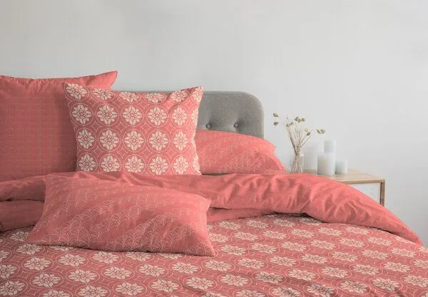 Nature by Adam Nature by Adam Bettwäsche 2tlg aus 100% Bio-Baumwolle - Made in Germany - Romantic Puligny Light, Rot, – Produktbild 4 von 4