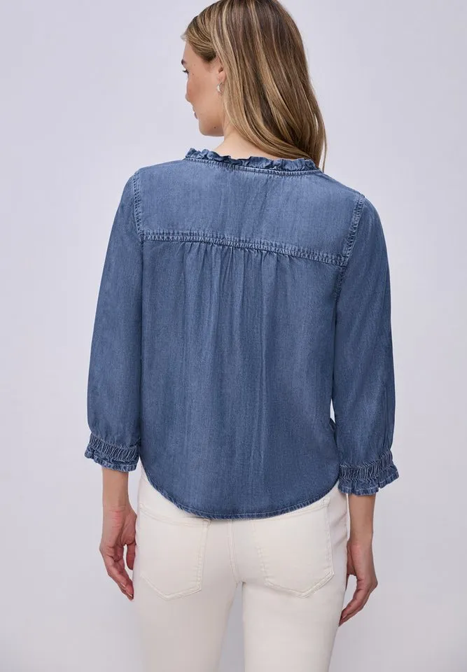 STREET ONE Langarmbluse mit Stehkragen, Blau, – Produktbild 2 von 5