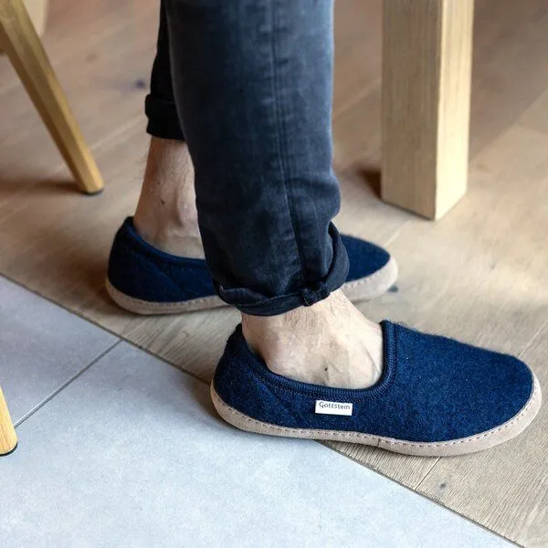 Gottstein Gottstein Woll-Hausschuh Cheyenne aus 100% Schurwolle | Hüttenschuh für Damen & Herren, Dunkel-blau, – Produktbild 2 von 4