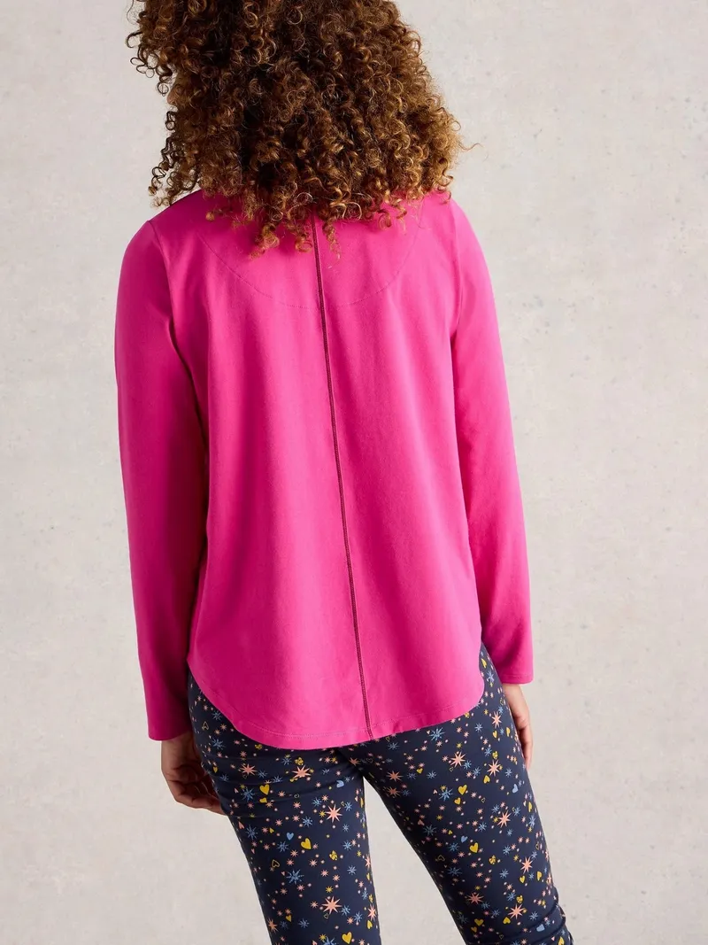 White Stuff Pyjamatop Eva aus Jersey - M, Leuchtend rosa, – Produktbild 4 von 4