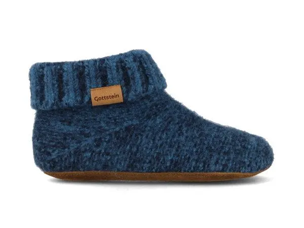 Gottstein Gottstein Hüttenschuh Knit Boot aus 100% Schurwolle - Filz-Hausschuh made in Tirol, Blau, – Produktbild 7 von 8