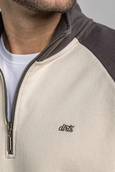 DIRTS dirts Color Block Quarter Zip, Oat milk / chestnut, – Produktbild 3 von 4