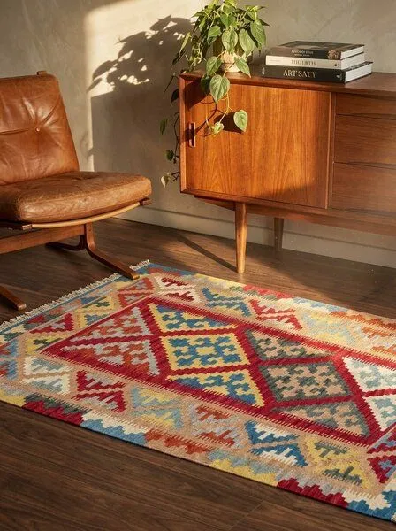 Rugtales Kelim Gashgai „Rugtales“ aus Schurwolle, Rot, – Produktbild 2 von 4