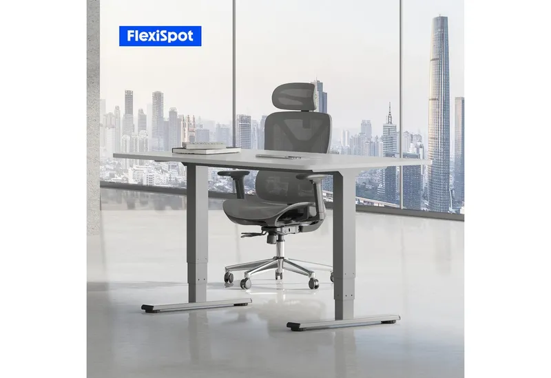 Flexispot Flexispot Schreibtisch Elektrisch Höhenverstellbarer Schreibtisch EC5 LITE mit Dualmotor (25MM einteiliger Tischplatte & 3-fach Teleskop, 4 Speicherhöhen & Antikollisionssystem), 120x80/140x80/160x80/180x80, Grau | weiβ, – Produktbild 2 von 5