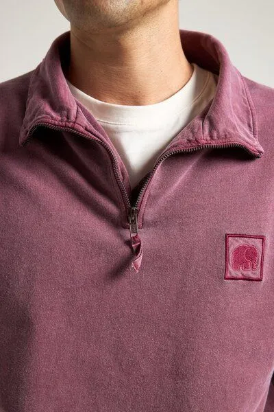 Trendsplant Trendsplant Sauce Pigment Dyed Quarter Zip Sweatshirt Garnacha Red, Rot, – Produktbild 3 von 4