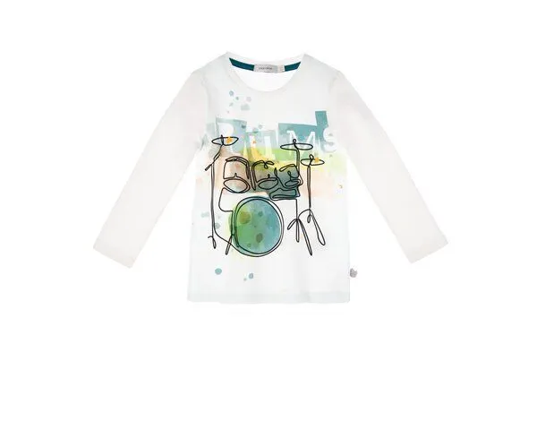 Marraine Kids Marraine Kids Shirt aus Bio Baumwolle "continuous line art", Offwhite/drums, – Produktbild 2 von 3