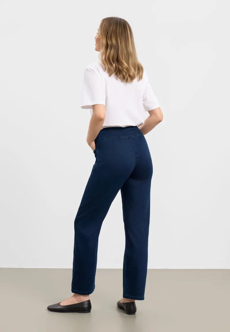 LAURIE LAURIE Damen vegan Jeans Thea Straight Kurzgröße Dunkelblau Denim, Dunkelblau, – Produktbild 1 von 2