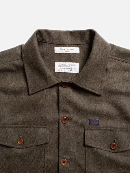 Nudie Jeans Nudie Jeans Vincent Melange Board Shirt - Green – Produktbild 3 von 4