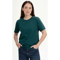 MELA MELA Bio-Damen-T-Shirt "TANIKA" mit geripptem Rundhalsausschnitt, tiefsee, Gr. L – Produktbild 1 von 1
