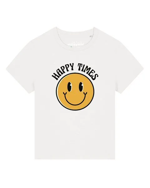 watapparel watapparel T-Shirt Frauen Happy times smiley emoji, Off white, – Produktbild 1 von 2
