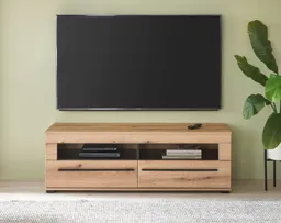 Home affaire Lowboard Cantara, TV-Unterteil modern, Kommode in Eiche Evoke, Weiß o Kaschmir, schwarze Stangengriffe, ausreichend Stauraum, vielseitig einsetzbar – Produktbild 1 von 1