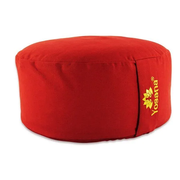 Yosana Yosana Yogakissen XL, 35cm rund, Meditationskissen mit Deutscher Bio-Dinkelspelzen Füllung, Burgunder rot, – Produktbild 1 von 4