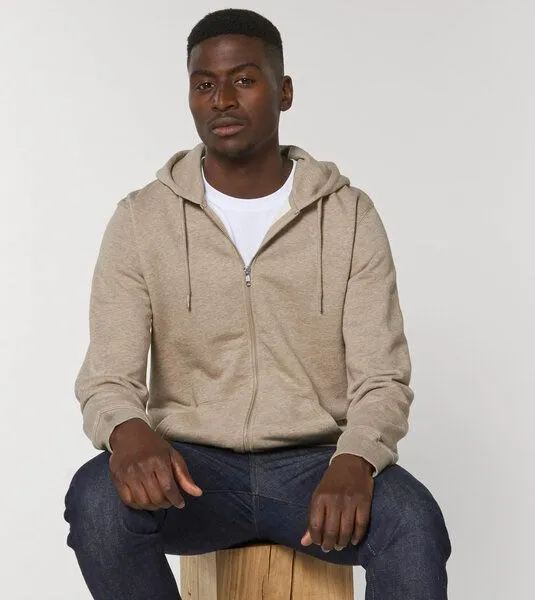Gary Mash GARY MASH Zipjacke mit Kapuze, Unisex aus Biobaumwolle, Sand meliert, – Produktbild 1 von 4