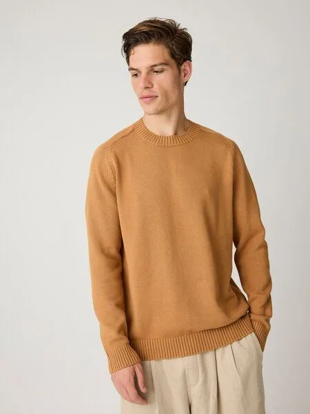 KnowledgeCotton Apparel KnowledgeCotton Apparel Strickpullover CREW NECK aus Bio-Baumwolle, Braun (lion), – Produktbild 1 von 4