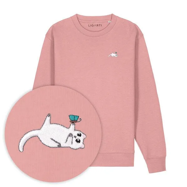 LIGARTI Bestickter Pullover – Samantha die Katze – LIGARTI Tiermanufaktur, Altrosa, – Produktbild 1 von 3