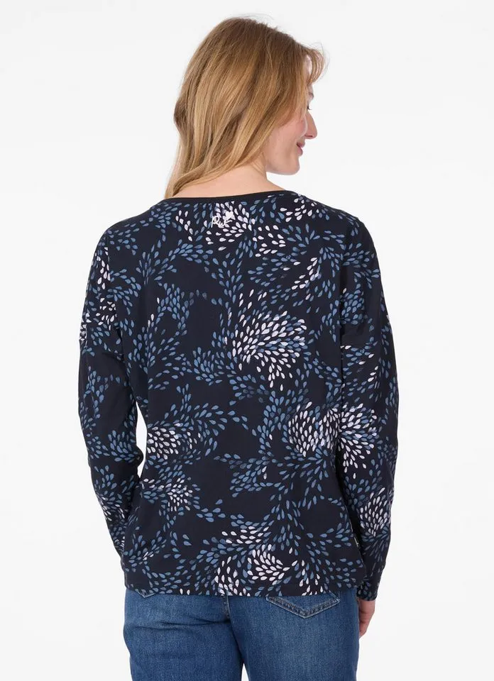 ragwear ragwear Langarmshirt SHIMONA LONG PRINT aus weich fließender Baumwoll-Modal-Mischung und mit allover Print, Blau, – Produktbild 2 von 2