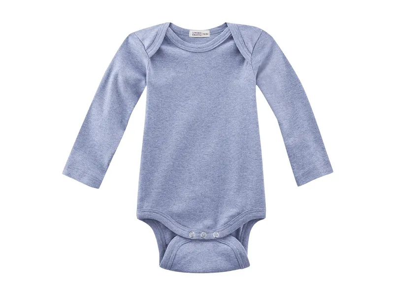 Living Crafts Living Crafts Baby Body Langarm Bio-Baumwolle blau-melange Gr. 74/80, Blau, – Produktbild 1 von 2