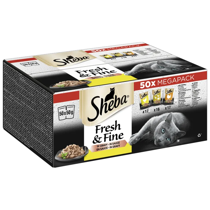 Sheba Sheba Portionsbeutel Multipack Fresh & Fine in Sauce mit Huhn, mit Geflügel, mit Truthahn 50 x 50g – Produktbild 1 von 1