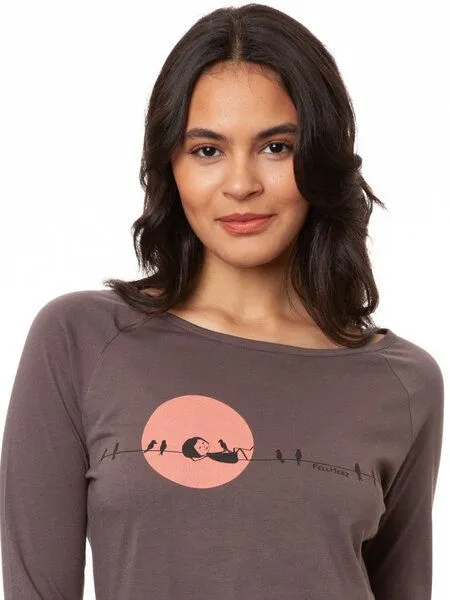 FellHerz FellHerz Damen Raglan Longsleeve Sunrise volcanic grey Bio Fair Vegan – Produktbild 2 von 4