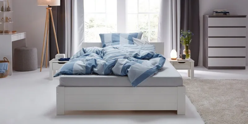 OTTO home Wendebettwäsche Sari in verschiedenen Qualitäten, Flanell, 2 teilig, ab Gr. 135x200 cm, Wendedesign, moderne Bettwäsche mit Streifen, Blau, – Produktbild 2 von 7