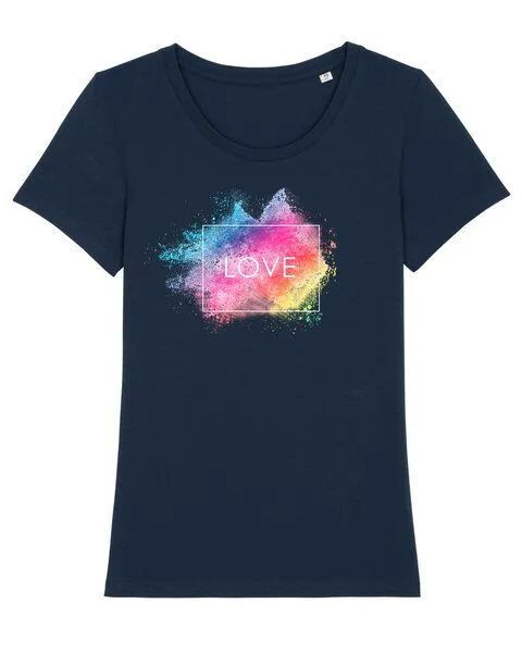 Human Family Bio Damen Rundhals T-Shirt Amorous "Colour Love" von Human Family, Navy, – Produktbild 2 von 2