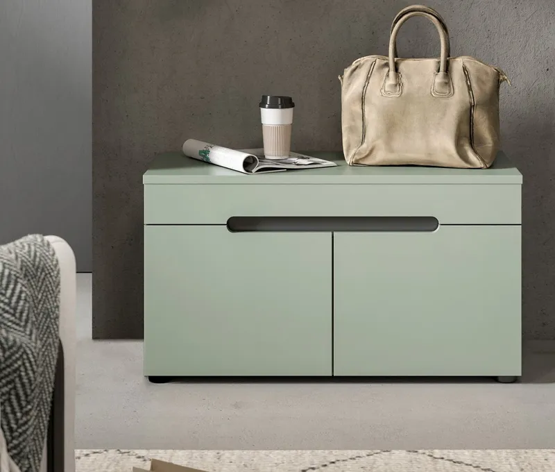 Inn.Furn Schuhbank Cooper (Garderobenbank in Salbei Grün und Basalt Grau, 80 x 45 cm), mit Soft-Close-Funktion, Grün, – Produktbild 1 von 5