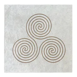 Veskor Cassiopeia Veskor Cassiopeia TRISKELE Heilige Geometrie Linoldruck | 35 x 35 cm | Gold auf Naturweiß – Produktbild 1 von 1