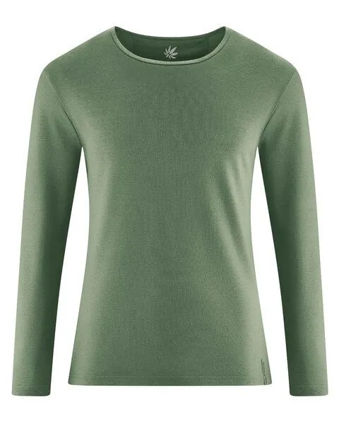HempAge HempAge Herren Langarmshirt THC Line Hanf/Biobaumwolle, Herb (grün), – Produktbild 1 von 4