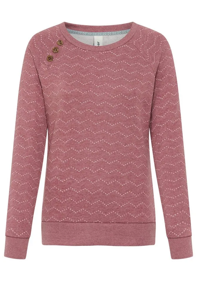 ragwear ragwear Sweatshirt DARIA ZIG ZAG O mit Zierknöpfen am Ausschnitt, Rot, – Produktbild 4 von 5