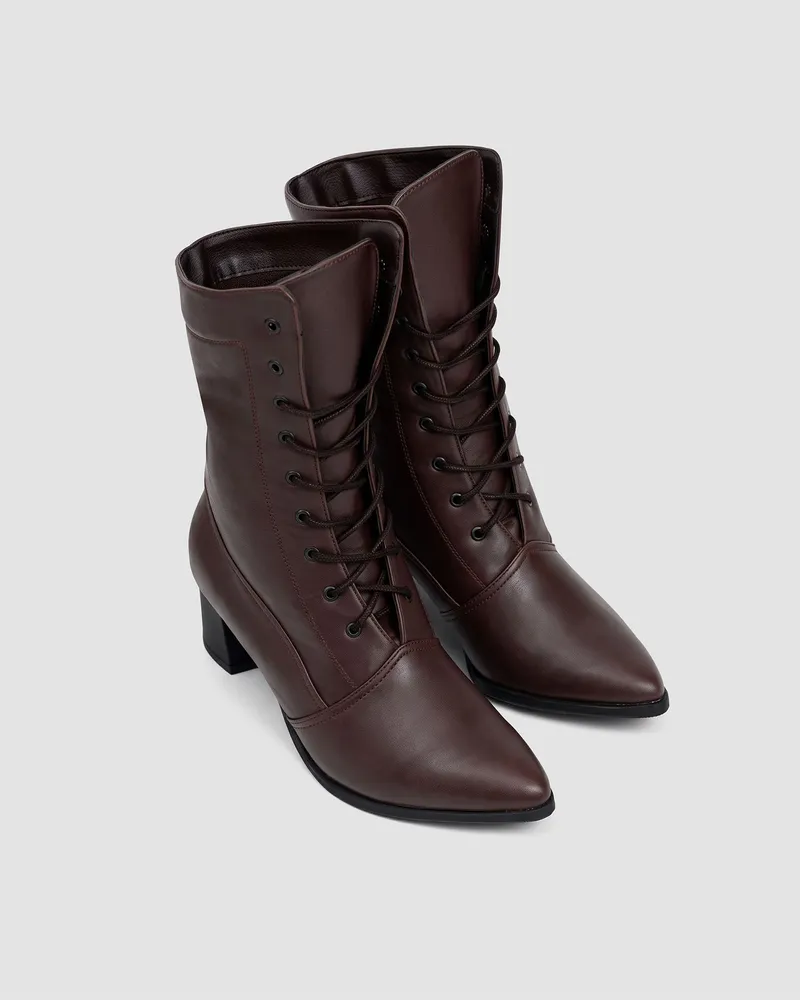 BOHEMA BOHEMA Damen vegan Hohe Stiefel Schokoladenbraun, Braun, – Produktbild 1 von 2