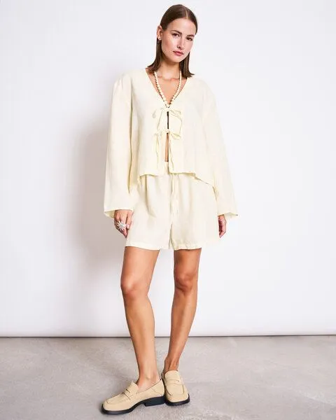 JAN N JUNE JAN N JUNE LEINEN BLUSE SKAGEN, Buttermilk, – Produktbild 1 von 3