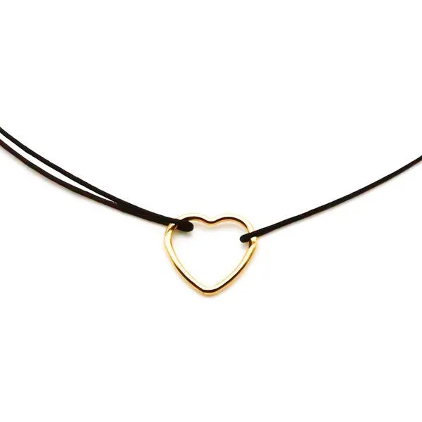 juni juni Stoffarmbändchen mit Herz und verstellbarer Schiebeperle aus recyceltem Gold, Schwarz, – Produktbild 1 von 5