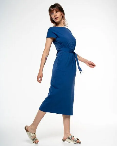 Alma & Lovis Alma & Lovis Legeres Midi-Kleid aus Organic Cotton | Jersey Midi Dress, Azur (blau), – Produktbild 3 von 3