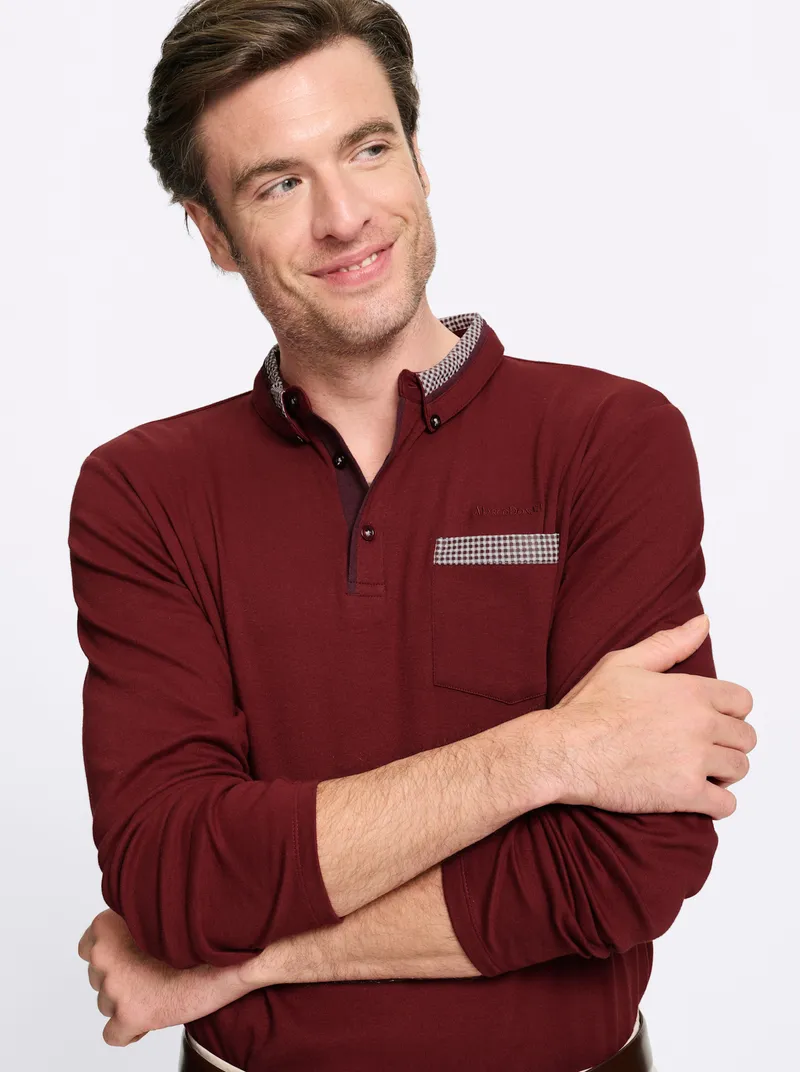 marco donati Langarmshirt dunkelrot, Dunkelrot, – Produktbild 2 von 2