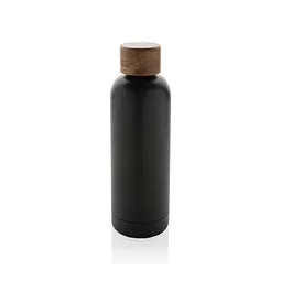 XD Collection Wood Vakuumflasche aus RCS recyceltem Stainless-Steel, schwarz, Schwarz, – Produktbild 1 von 1