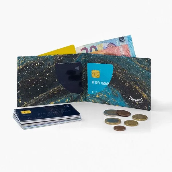 paprcuts paprcuts RFID Portemonnaie, Saphire marble (blau gelb), – Produktbild 3 von 4