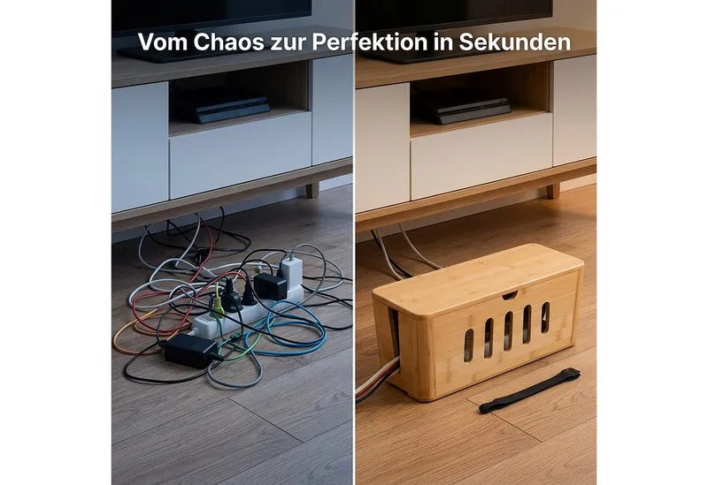 RELAXDAYS RELAXDAYS Kabelbox aus Bambus, (5-tlg), Braun, – Produktbild 3 von 5