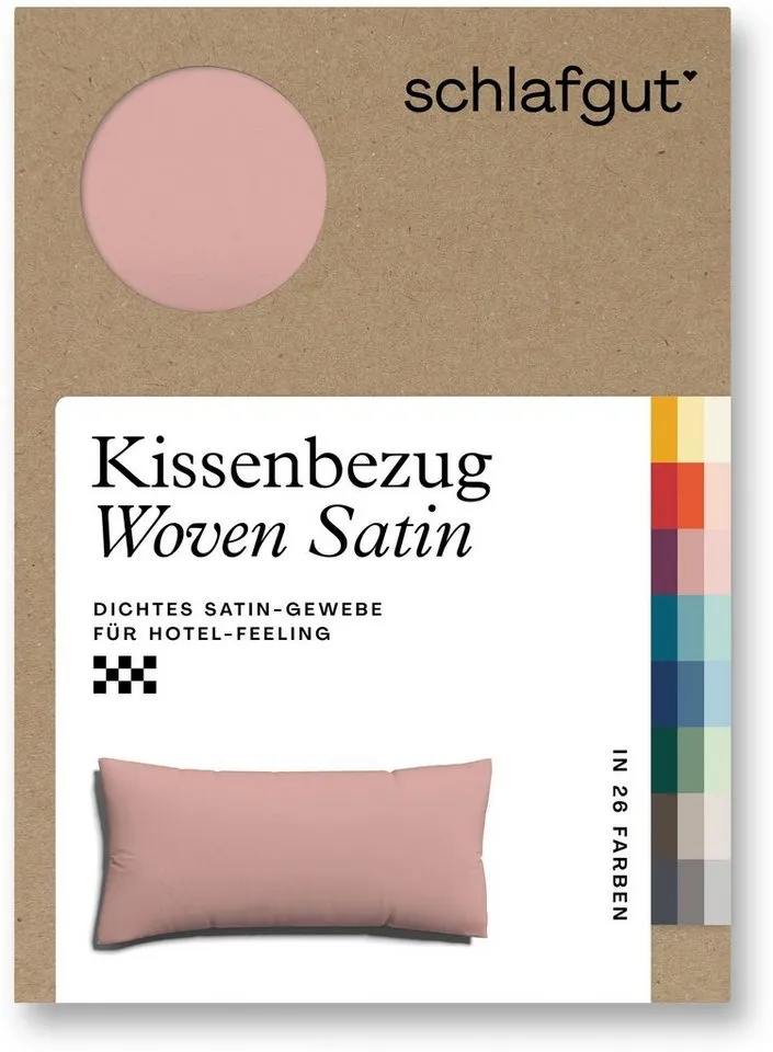 Schlafgut Schlafgut Kissenbezug Premium Kissenhülle Woven Satin, 100% Baumwolle, (1 Stück), Ton-in-Ton Reißverschluss, Fadendichte von 300tc, Uni, OEKO Tex, Rosa, – Produktbild 4 von 5