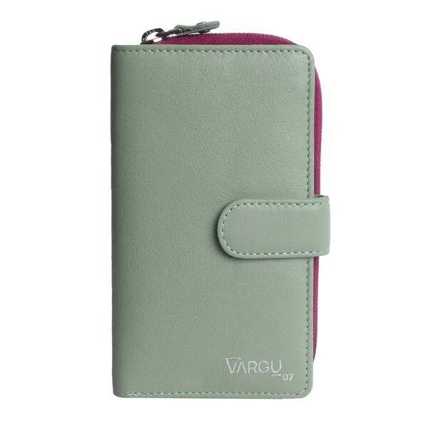 Vargu Vargu Echtleder Geldbörse SABA 1-A, Sage green-cranberry, – Produktbild 2 von 4