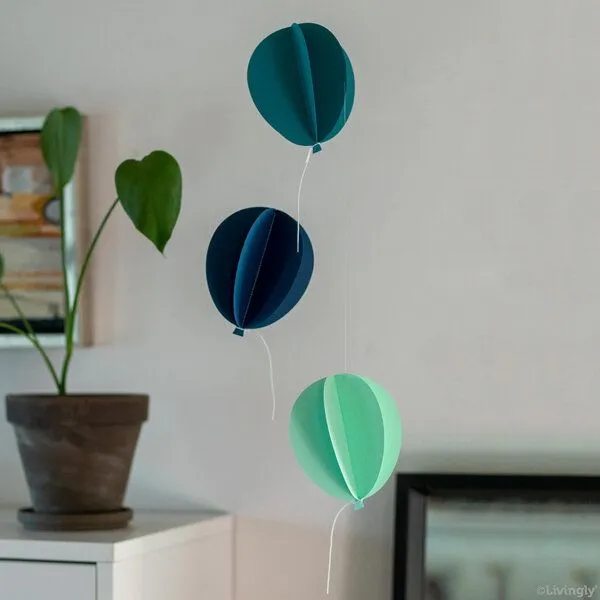 Livingly Livingly Ballon Mobile aus Papier, Blau/grün, – Produktbild 3 von 3