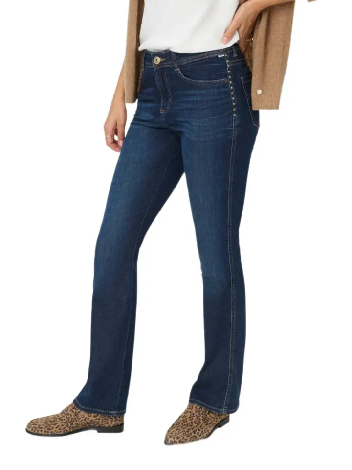 Brax Brax 5-Pocket-Jeans blau,Casual,Baumwolle,Unifarben,Flared Fit,Hoch, Blau, – Produktbild 2 von 3