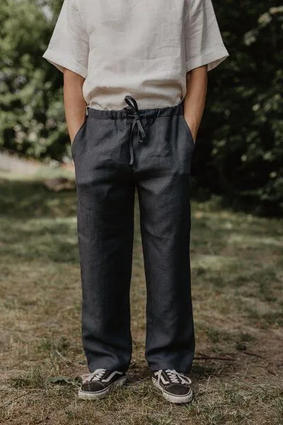 AmourLinen AmourLinen Leinenhose ADONIS, Charcoal (schwarz), – Produktbild 3 von 4